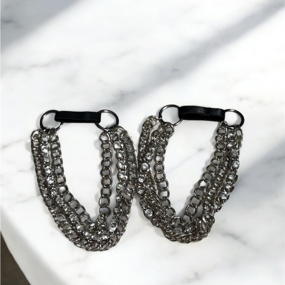 Triple Chain & Rhinestone Boot Straps NWOT - Picture 3 of 3